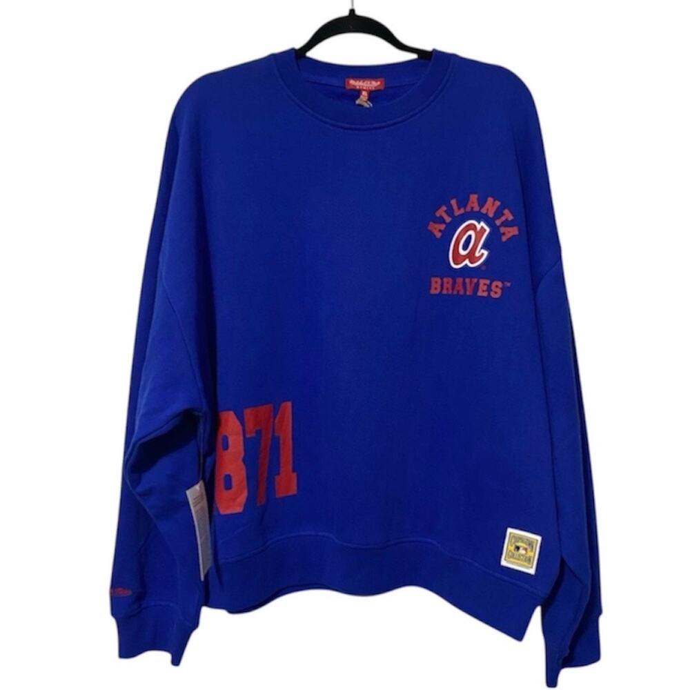 Mitchell & Ness Atlanta Braves Women’s Crewneck Sweatshirt Size XL Blue Red– NWT